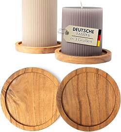 Plogis Kerzenteller Rund Akazie - 4er Set