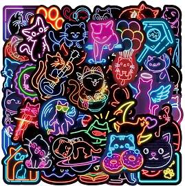 PNGIF Katze Neon Stickers 50 Stück, Kawaii Lustig 