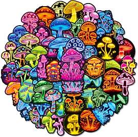 PNGIF Neon Pilz Stickers 50 Stück, Vintage