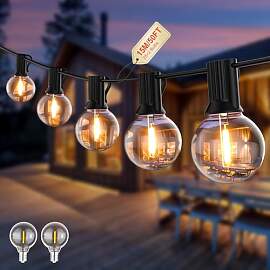 Pogestrand Lichterkette Außen Strom,G40 15M LED