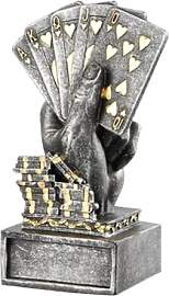 Pokerkarten-Hand-Trophäe – Goldstatue aus