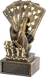 Pokerkarten-Hand-Trophäe – Goldstatue aus