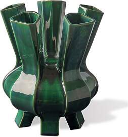 Polspotten Vase aus Keramik dunkelgrün h34cm Puyi