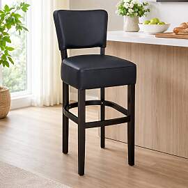 Polster Barstuhl Costa Echtleder schwarz