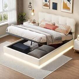 Polsterbett 140x200 cm mit LED, gepolstertes Bett