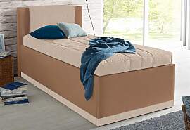 Polsterbett, braun (braun, beige), B:117cm