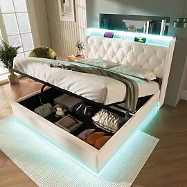 Polsterbett Doppelbett 180x200, LED Jugendbett