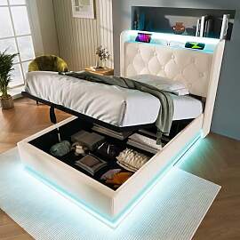 Polsterbett Einzelbett 90x200, LED Jugendbett
