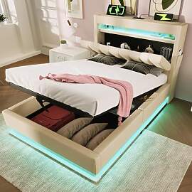 Polsterbett Einzelbett 90x200, LED Jugendbett
