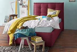 Polsterbett MAINTAL, rot, B:118cm L:210cm, Betten, 