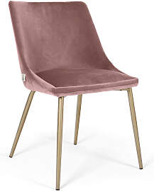 Polsterstuhl rosa mit Metallgestell Gold