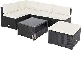 Polyrattan Ecklounge Schwarz/Creme dicke