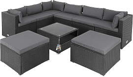 Polyrattan Ecklounge XXL Schwarz/Anthrazit inkl