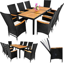 Polyrattan Garten-Sitzgruppe 9-tlg Schwarz