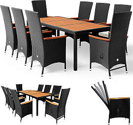 Polyrattan Garten-Sitzgruppe Rio 9-tlg Schwarz