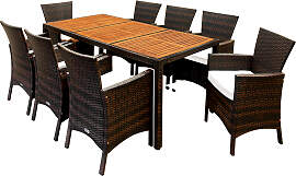 Polyrattan Garten-Sitzgruppe Rom 9-tlg Braun