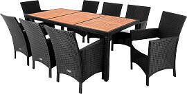 Polyrattan Garten-Sitzgruppe Rom 9-tlg Schwarz