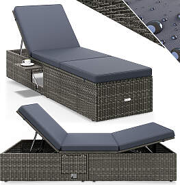 Polyrattan Gartenliege Grau/Anthrazit 200x58x33cm