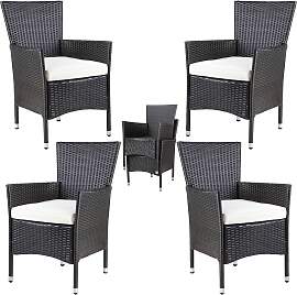 Polyrattan Gartenstuhl 4er-Set Braun/Creme