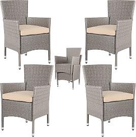 Polyrattan Gartenstuhl 4er-Set Creme/Beige