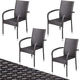 Polyrattan Stapelstuhl Comfort 4er-Set Braun