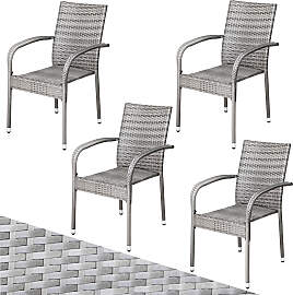 Polyrattan Stapelstuhl Comfort 4er-Set Grau
