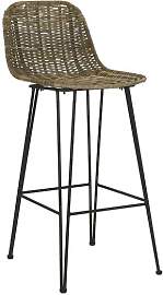 Pomax Barhocker aus Holz, braun, Rückenteil aus