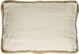 Pomax Kissen aus Leinen weiss und camel,