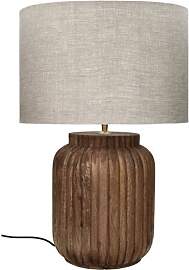 Pomax Lampe Mangoholz, Leinenschirm, Schalter -