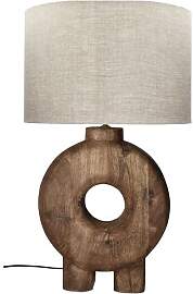 Pomax Lampe Mangoholz, Leinenschirm, Schalter -