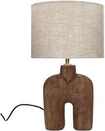 Pomax Nachttischlampe aus Mangoholz braun,