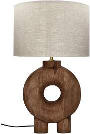 Pomax Runde Lampe aus Mangoholz, braun,