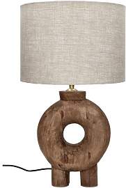 Pomax Tischlampe aus Mangoholz braun, rund, klein, 