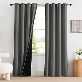 PONY DANCE Graue Blickdichte Vorhänge mit Ösen