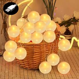 PORFOYO BaumwollkugelnLichterkette 6M, 40 LED,