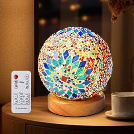 PORFOYO Nachttischlampe Glas-Patchwork-Tischlampe, 