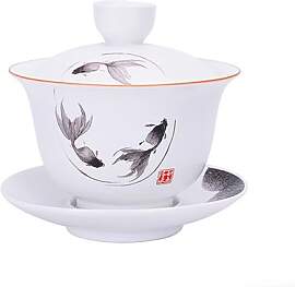 Porzellan Gaiwan 237 ml Teetasse weiß glasiert