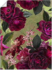Poster ARTLAND "Dunkle Rosen auf Grün", 