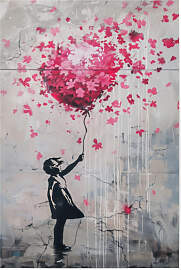 Poster "Mädchen mit Blüten-Ballon"