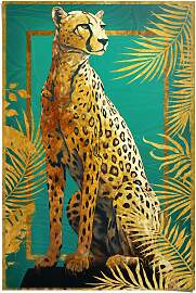Poster REINDERS "Cheetah Pose", gold
