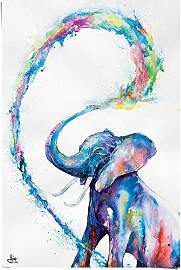 Poster REINDERS "Elefant Art", bunt