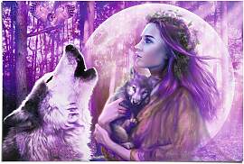 Poster REINDERS "Vollmond Wölfe", lila