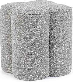 Pouf Cointa aus Boucle-Stoff, rund und gepolstert, 