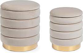 Pouf Darina 2er-Set Samt, modern mit Stauraum,