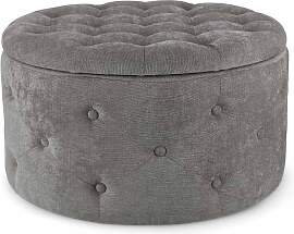 Pouf Ernestine aus Stoff, rundes Design mit