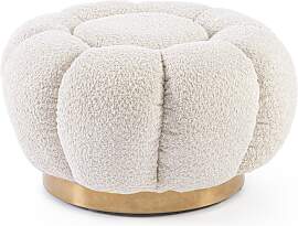Pouf Florel aus Boucle-Stoff, modern und rund,