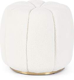 Pouf Karolina aus Boucle-Stoff, modern gepolstert, 