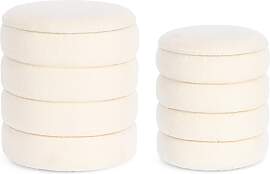 Pouf Katerina 2er-Set aus Boucle-Stoff, rundes