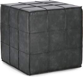Pouf Larisa aus Kunstleder, klassischer Stil,