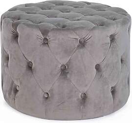 Pouf Lorella aus Samt, modern und rund, grau,